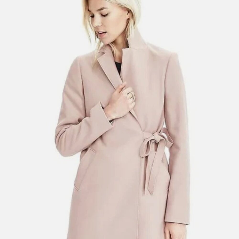 Banana Republic Melton Wool Wrap Coat | Dusty Pink | Small